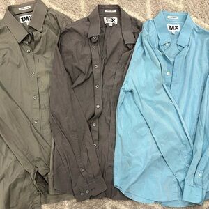 Express Men's Casual Button Down Shirt Set - Olive, Charcoal, and Sky Blue